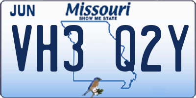 MO license plate VH3Q2Y