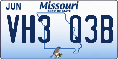 MO license plate VH3Q3B