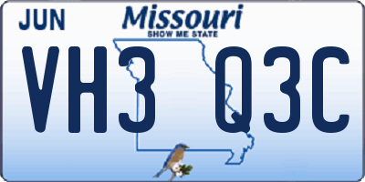 MO license plate VH3Q3C