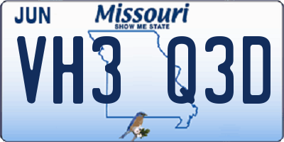 MO license plate VH3Q3D