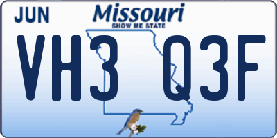 MO license plate VH3Q3F