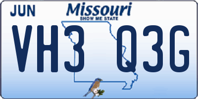 MO license plate VH3Q3G