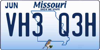 MO license plate VH3Q3H