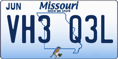 MO license plate VH3Q3L
