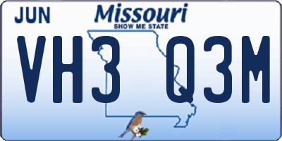 MO license plate VH3Q3M