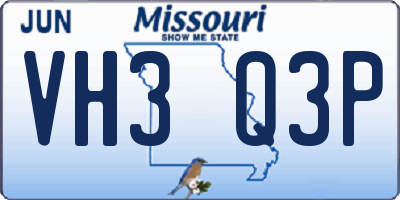 MO license plate VH3Q3P