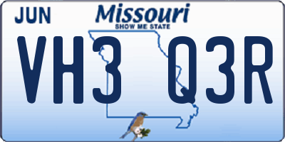 MO license plate VH3Q3R