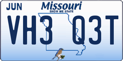 MO license plate VH3Q3T