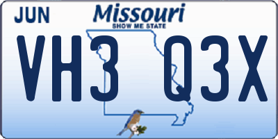 MO license plate VH3Q3X