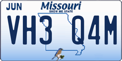 MO license plate VH3Q4M