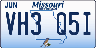 MO license plate VH3Q5I