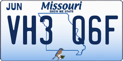 MO license plate VH3Q6F