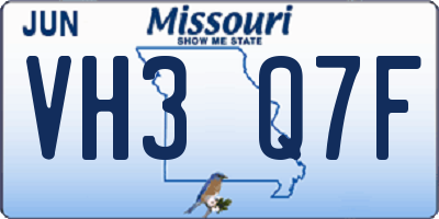 MO license plate VH3Q7F