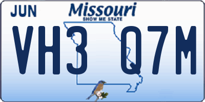 MO license plate VH3Q7M