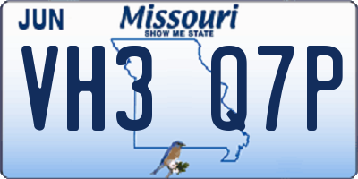 MO license plate VH3Q7P