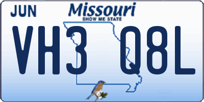 MO license plate VH3Q8L