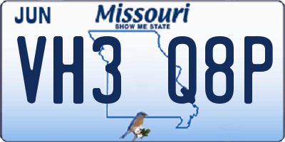 MO license plate VH3Q8P