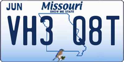 MO license plate VH3Q8T