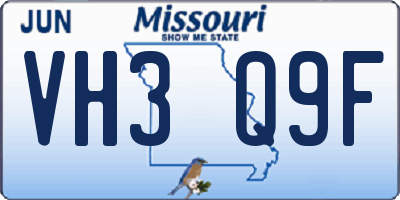 MO license plate VH3Q9F