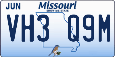 MO license plate VH3Q9M