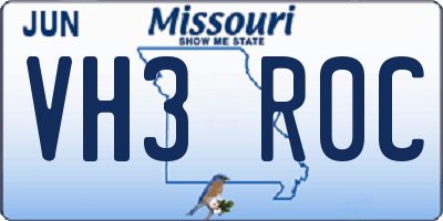 MO license plate VH3R0C