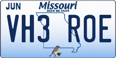 MO license plate VH3R0E