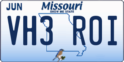 MO license plate VH3R0I