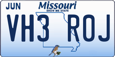 MO license plate VH3R0J