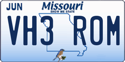 MO license plate VH3R0M