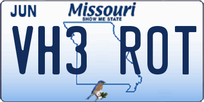 MO license plate VH3R0T