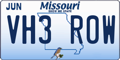 MO license plate VH3R0W
