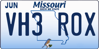 MO license plate VH3R0X