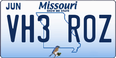 MO license plate VH3R0Z