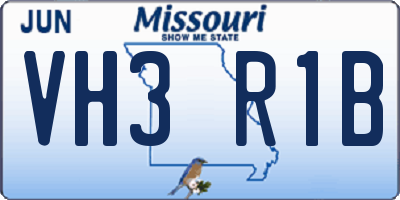 MO license plate VH3R1B