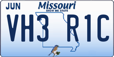 MO license plate VH3R1C
