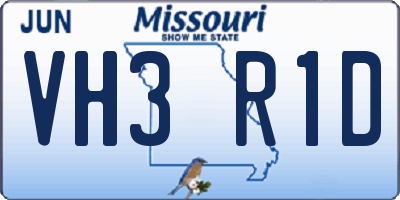 MO license plate VH3R1D