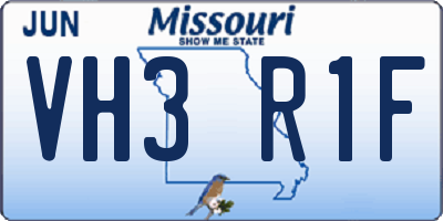 MO license plate VH3R1F