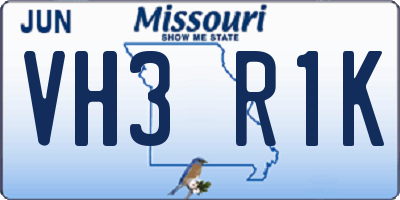 MO license plate VH3R1K