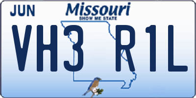 MO license plate VH3R1L