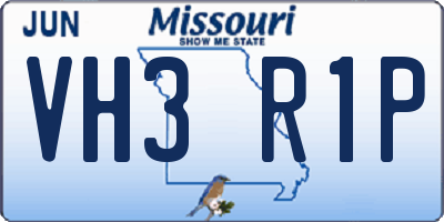 MO license plate VH3R1P