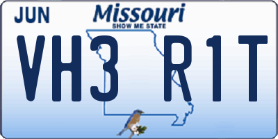 MO license plate VH3R1T