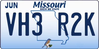 MO license plate VH3R2K