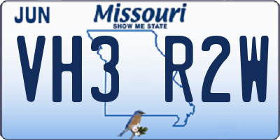 MO license plate VH3R2W