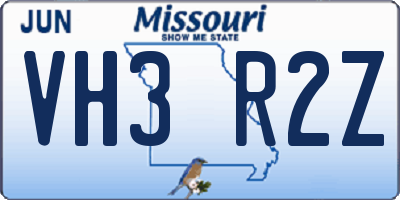 MO license plate VH3R2Z