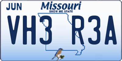 MO license plate VH3R3A