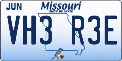 MO license plate VH3R3E