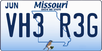 MO license plate VH3R3G
