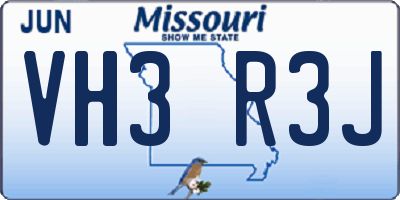 MO license plate VH3R3J