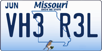 MO license plate VH3R3L