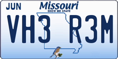 MO license plate VH3R3M